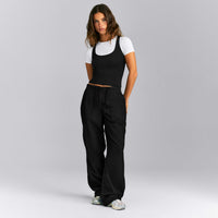 Fitted Cotton Racer Tank | Black