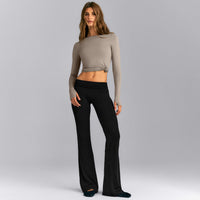 FormeSoft™ Fitted Off-The-Shoulder Long Sleeve Top | Washed Minky