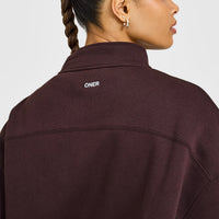 Foundations 1/4 Zip Sweatshirt with Grey Logo | Plum Brown
