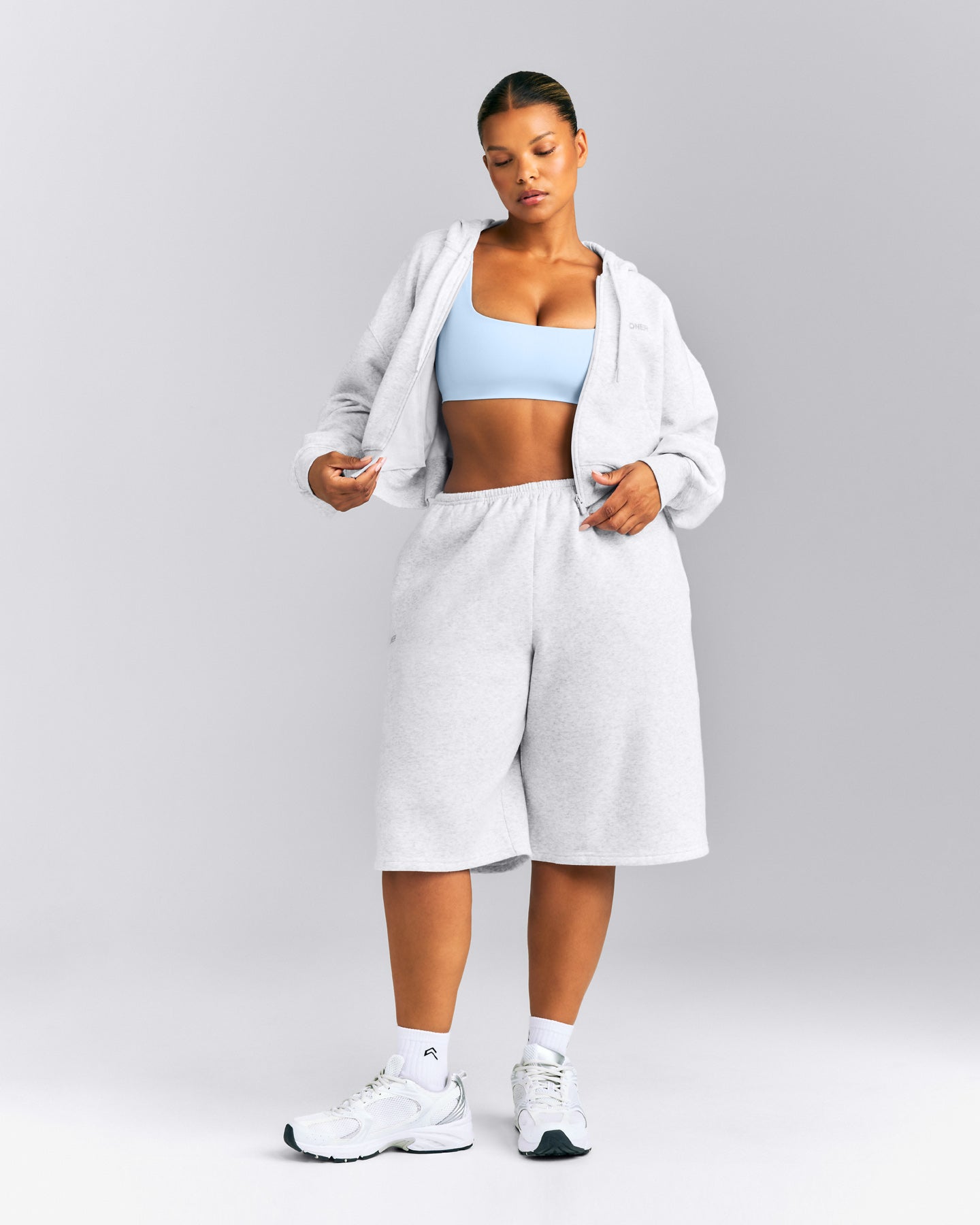 Foundations All Season Cropped Zip Up Hoodie New Branding | Gray Marl