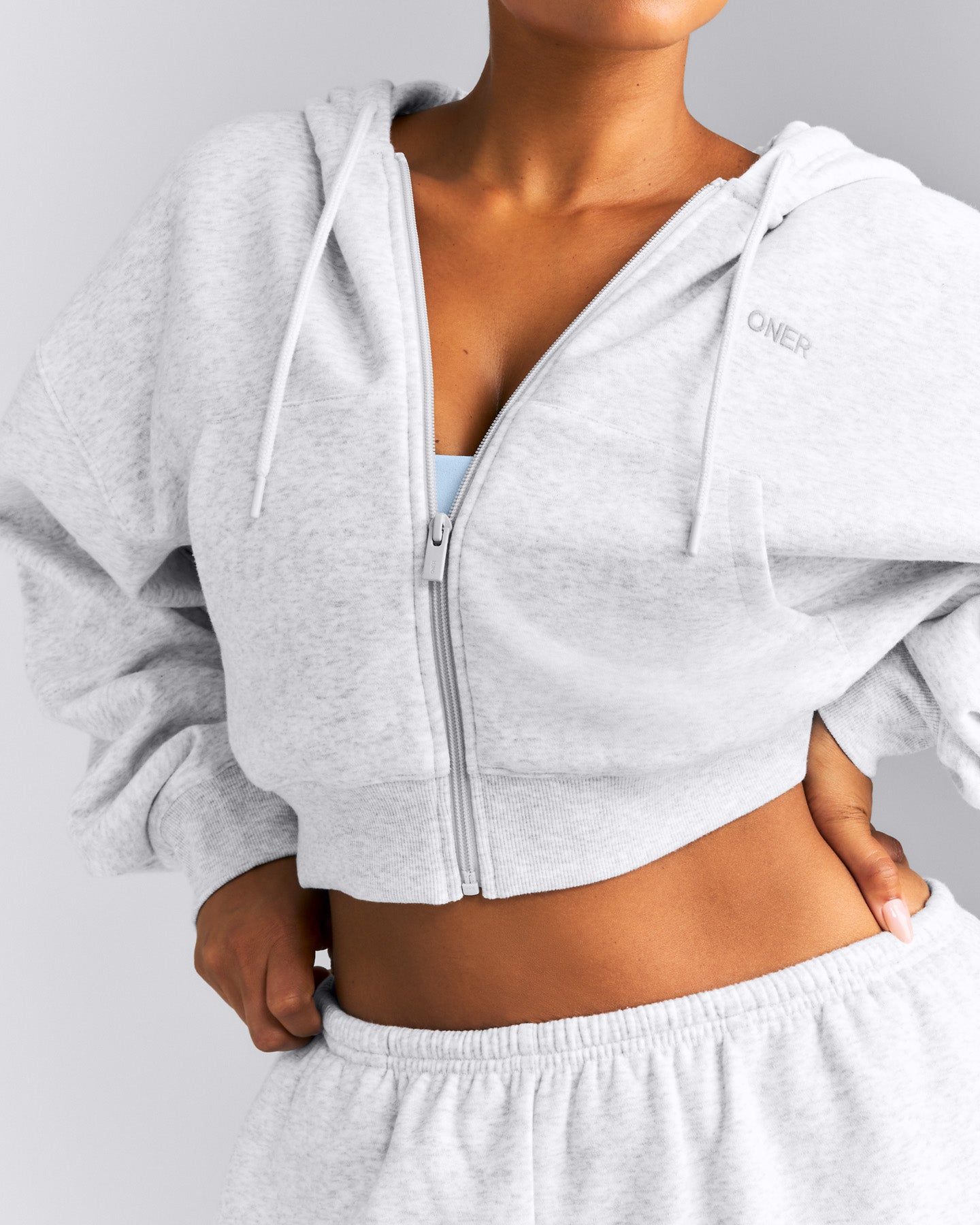 Foundations All Season Cropped Zip Up Hoodie New Branding | Gray Marl