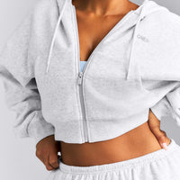 Foundations All Season Cropped Zip Up Hoodie New Branding | Gray Marl