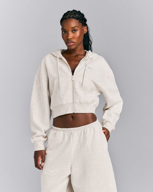 オーダーNo.161 Foundations Cropped Zip Up Hoodie in Oat Marl | Oner Active