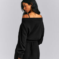 Foundations All Season Crossover Boat Neck Sweatshirt New Branding | Black