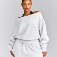 Foundations All Season Crossover Boat Neck Sweatshirt | Gray Marl