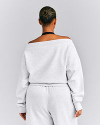 Foundations All Season Crossover Boat Neck Sweatshirt | Gray Marl
