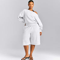Foundations All Season Crossover Boat Neck Sweatshirt | Gray Marl