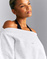 Foundations All Season Crossover Boat Neck Sweatshirt | Gray Marl