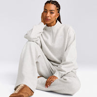 Foundations Cosy 1/4 Zip Sweatshirt | Light Gray Marl