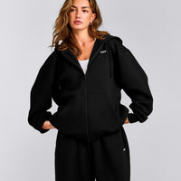 Foundations Cosy Oversized Zip Up Hoodie | Black