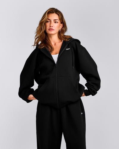 Foundations Cosy Oversized Zip Up Hoodie | Black