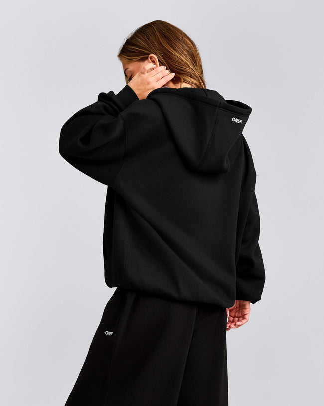 Foundations Cosy Oversized Zip Up Hoodie | Black