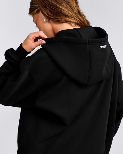 Foundations Cosy Oversized Zip Up Hoodie | Black