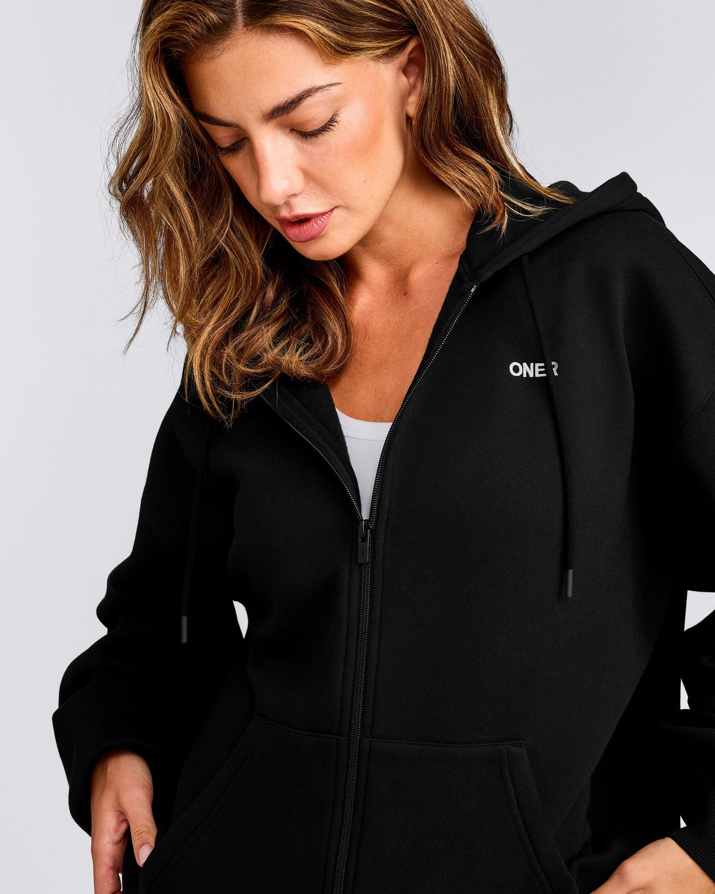 Foundations Cosy Oversized Zip Up Hoodie | Black