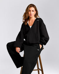 Foundations Cosy Oversized Zip Up Hoodie | Black