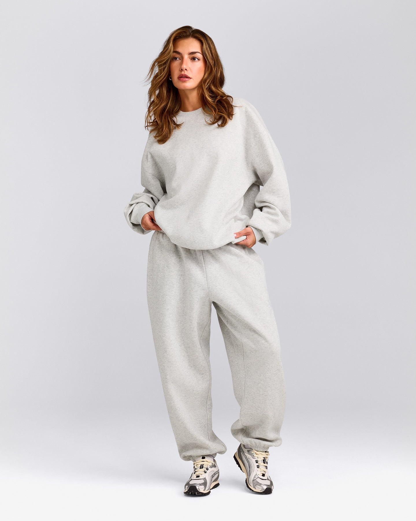 Foundations Cosy Oversized Joggers | Light Gray Marl