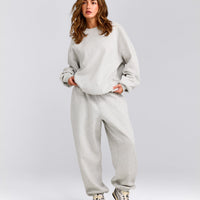 Foundations Cosy Oversized Joggers | Light Gray Marl