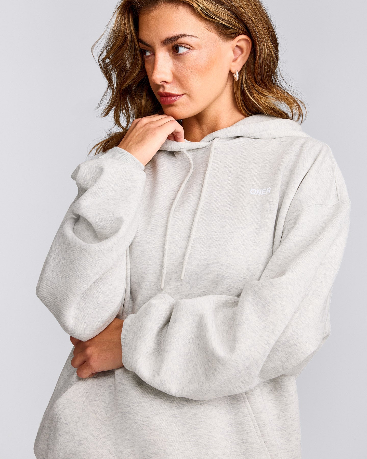 Foundations Cosy Oversized Hoodie | Light Gray Marl