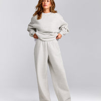 Foundations Cosy Oversized Straight Leg Sweatpants | Light Gray Marl