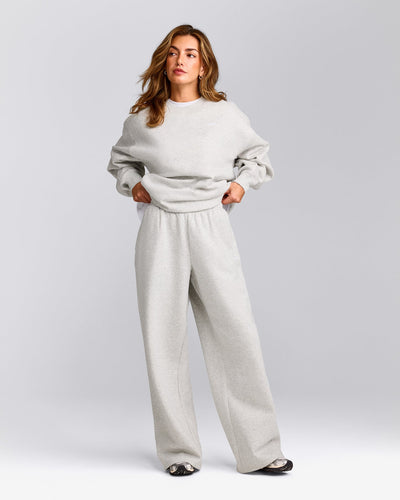 Foundations Cosy Oversized Straight Leg Sweatpants | Light Gray Marl