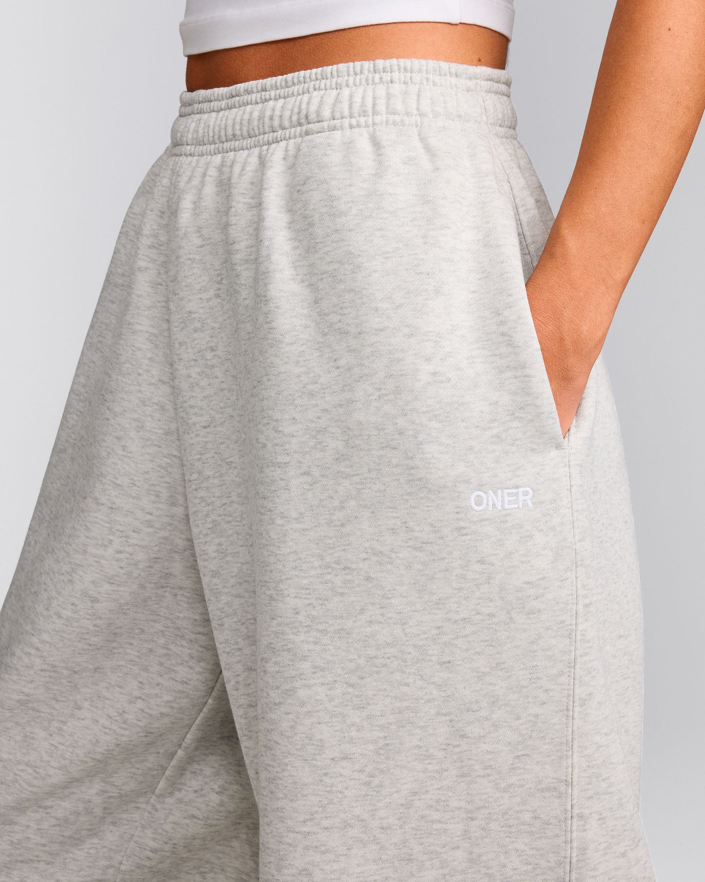 Foundations Cosy Oversized Straight Leg Sweatpants | Light Gray Marl