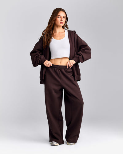 Foundations Cosy Oversized Straight Leg Sweatpants | Plum Brown