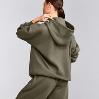 Foundations Cosy Oversized Zip Up Hoodie | Alpine Green