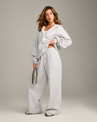 Foundations Cosy Oversized Zip Through Hoodie | Light Grey Marl