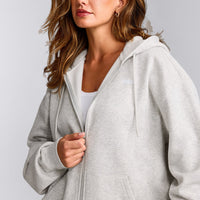 Foundations Cosy Oversized Zip Up Hoodie | Light Gray Marl