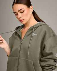 Foundations Cosy Zip Through Hoodie | Alpine Green