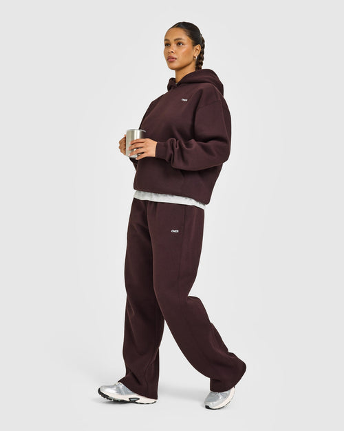 Foundations Hoodie with Grey Logo | Plum Brown