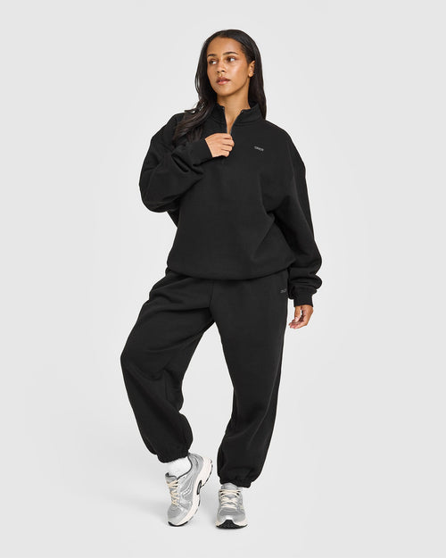Foundations Oversized 1/4 Zip Sweatshirt | Black