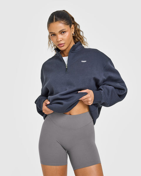 Foundations Oversized 1/4 Zip Sweatshirt in True Blue | Oner Active