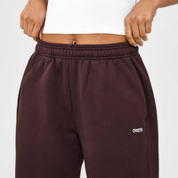Foundations Straight Leg Joggers with Grey Logo | Plum Brown