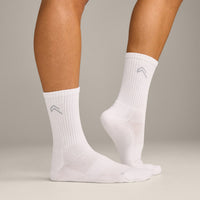 Crew Socks 3 Pack with Grey Logo | White