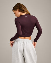 Mellow™ Motion Crew Neck Long Sleeve Mid Top | Plum Brown