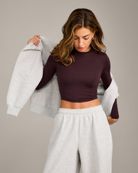 Mellow™ Motion Crew Neck Long Sleeve Mid Top | Plum Brown