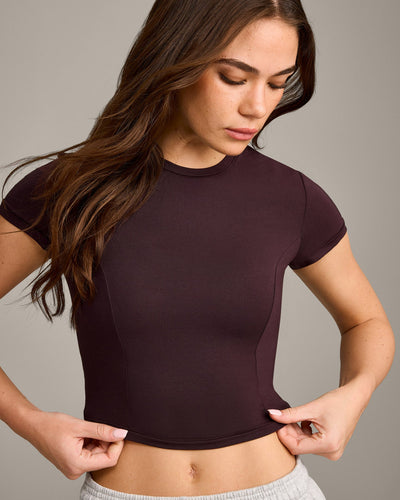 Mellow™ Motion Crew Neck Mid Top | Plum Brown