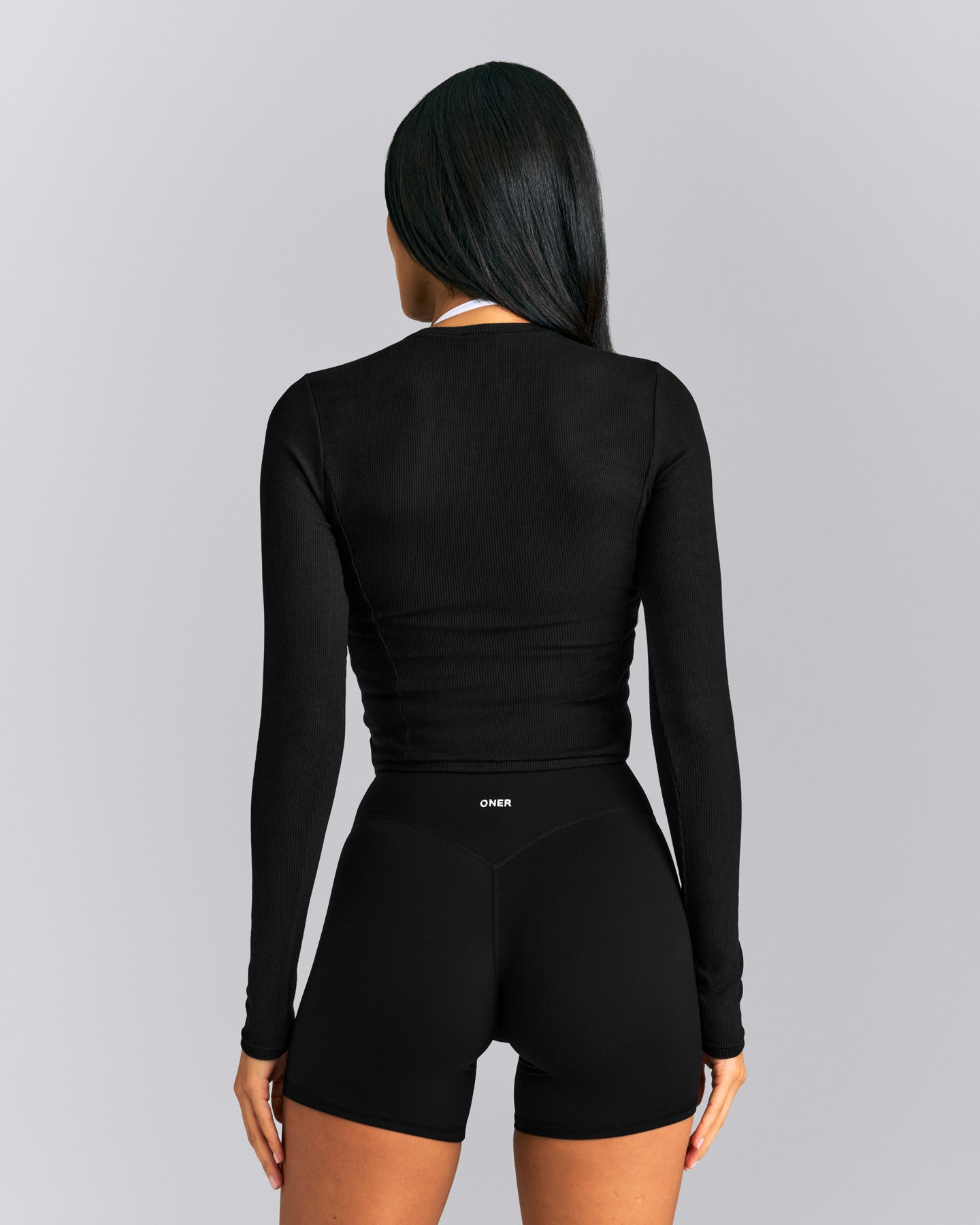 Mellow™ Rib Mid Long Sleeve Cardigan with Embroidered Logo | Black