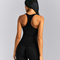 Mellow™ Rib Racer Back Tank Top with Built in Bra Shelf | Black