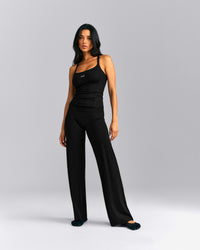 Mellow™ Rib Racer Back Tank Top with Built in Bra Shelf | Black