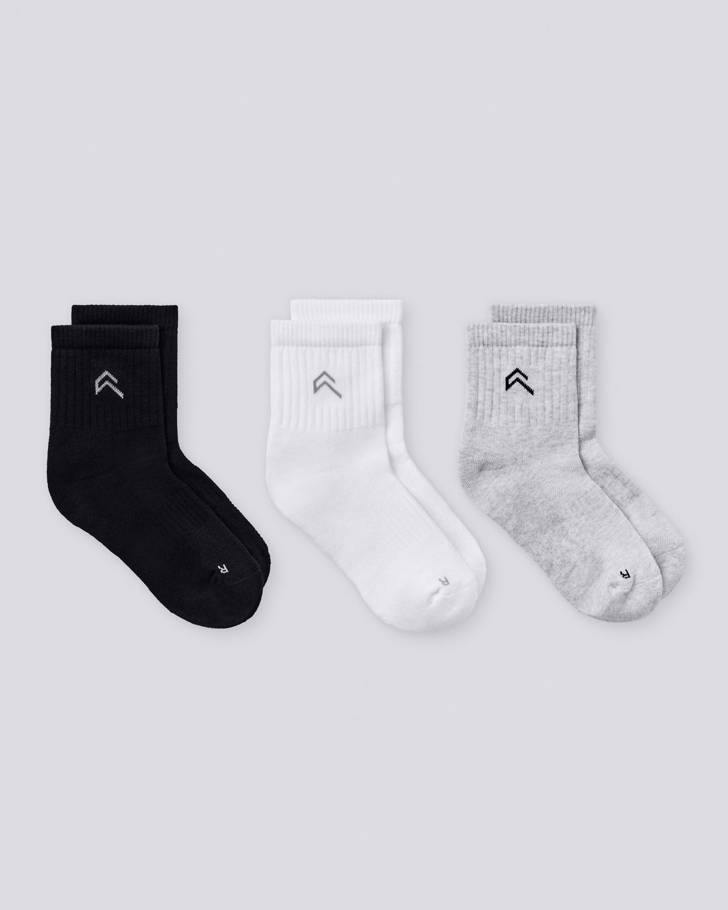 Mid Crew Socks 3 Pack | Gray/White/Black
