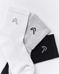 Mid Crew Socks 3 Pack | Gray/White/Black