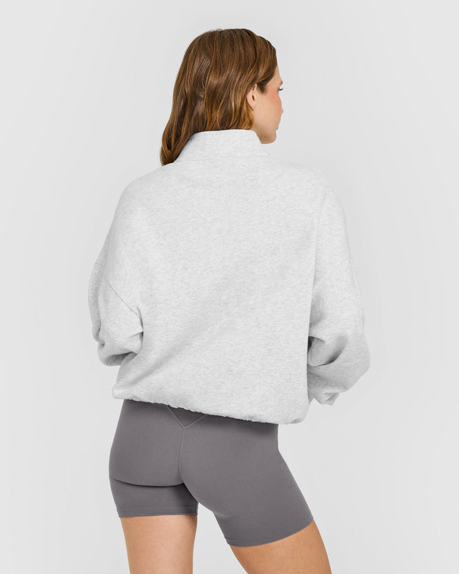 Mid Weight 1/4 Zip Sweatshirt | Light Grey Marl
