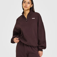 Mid Weight 1/4 Zip Sweatshirt | Plum Brown