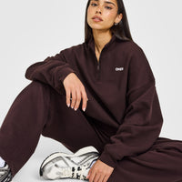 Mid Weight 1/4 Zip Sweatshirt | Plum Brown
