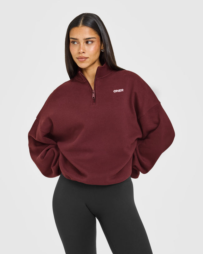 Mid Weight 1/4 Zip Sweatshirt | Rosewood