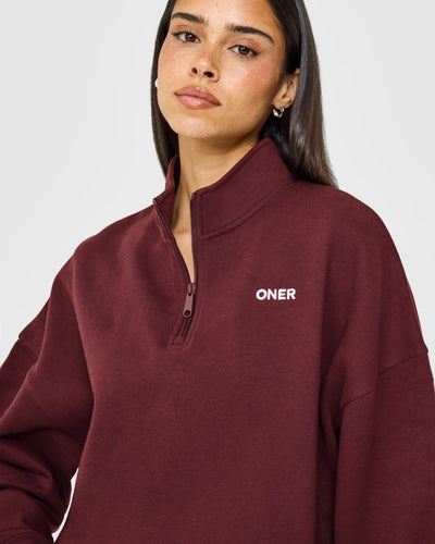 Mid Weight 1/4 Zip Sweatshirt | Rosewood