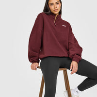 Mid Weight 1/4 Zip Sweatshirt | Rosewood