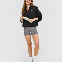 Mid Weight 1/4 Zip Sweatshirt | Soft Black